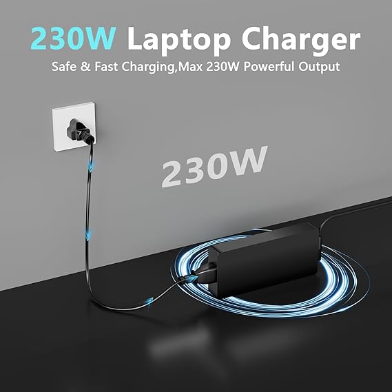 230W 200W AC Charger Fit for Razer Blade 17 14 15 Base Advanced/Pro 17/4K RZ09 Series RC30-0248 RC30-0238 GTX3080 GTX3070 GTX3060 GTX2080 GTX2070 GTX1070/1060 ((2018-2024)) Gaming Laptop