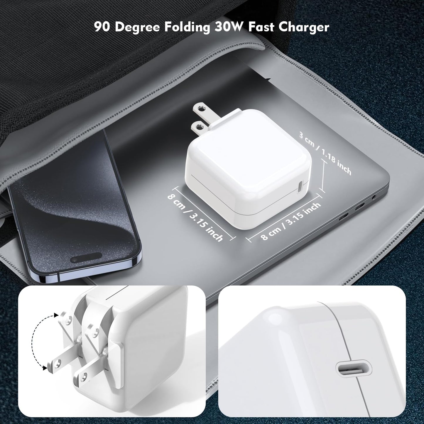 30W USB C Charging for MacBook Pro 16/15/14/13 Inch,MacBook Air 13 Inch/iPad Pro/iPhone 15 10FT Mac Book Air Mac Book Charger Fast Charging, Phone Laptop Charger