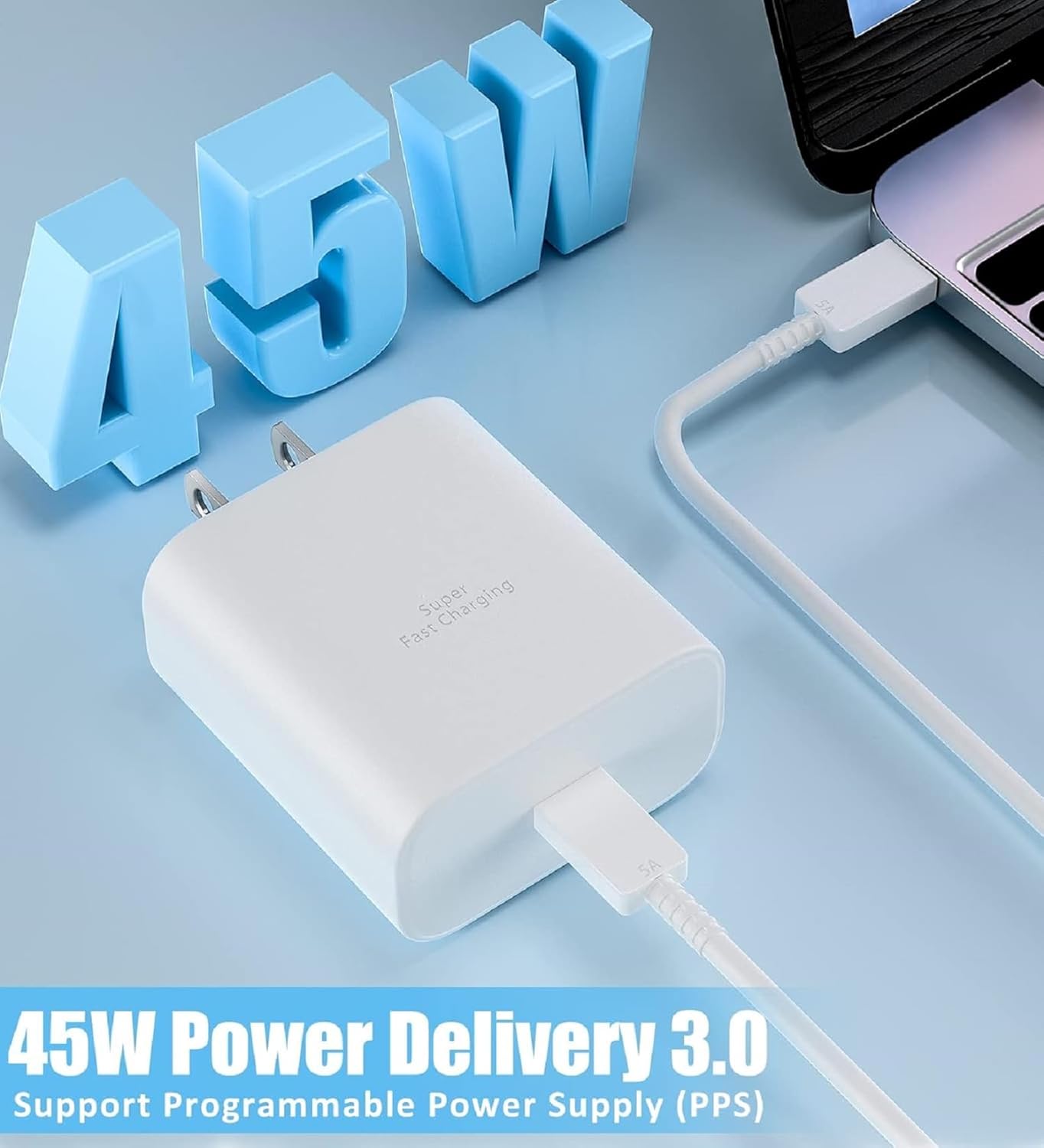 New 45W Super Fast Charger USB C Android Phone Charger Fast Charging Replacement for Samsung Galaxy S25/S25 Ultra/S25+/S24 Ultra/S24/S24+/S23 Ultra/S23/S22/S20/S21/Note 10,Galaxy Tab, 6ft C Cable