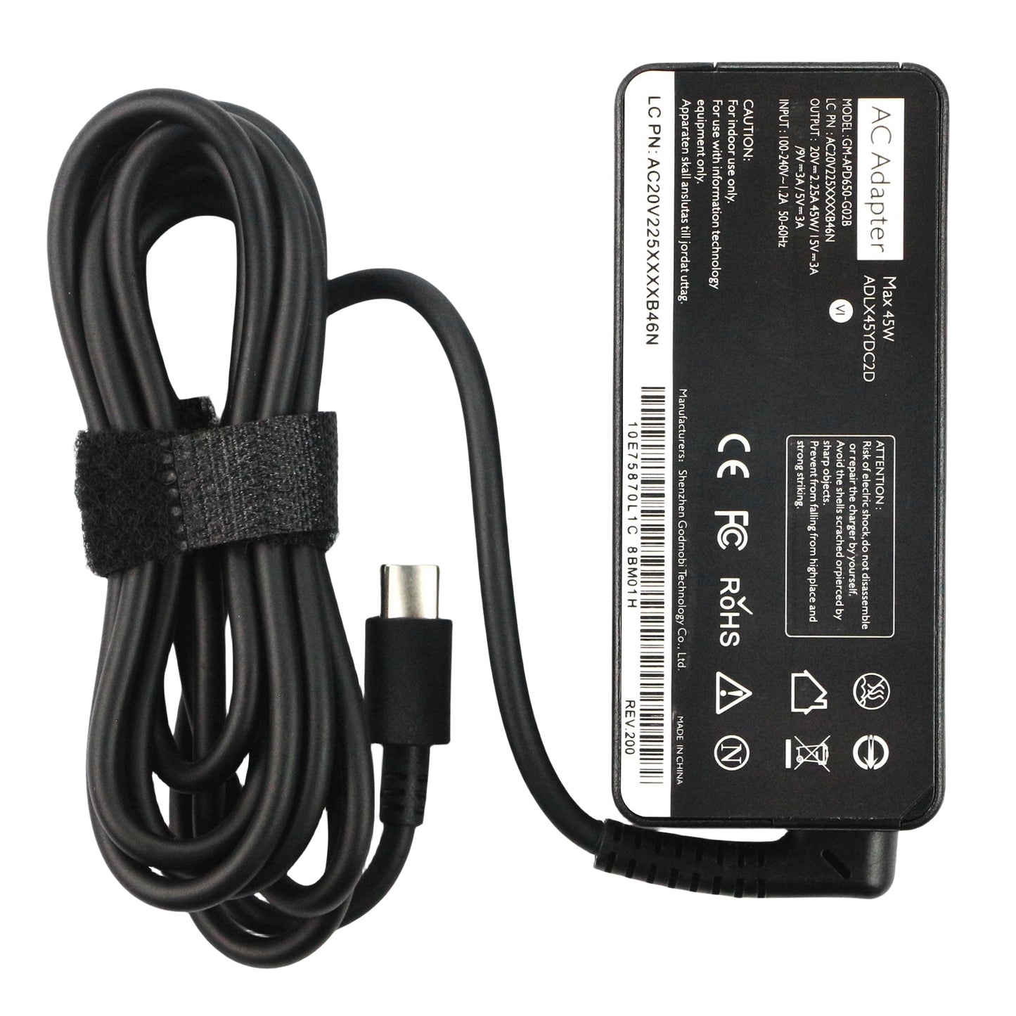45W USB Type C AC Adapter Compatible wiht Lenovo Chromebook C330 300e 100e 500e N23 Yoga, Lenovo ThinkPad T480 T480s T580 2nd Gen MTK AST Type-C 20V 2.25A 45Watt Laptop Power Charger