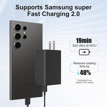 65W 3-Port Super Fast Charging Wall Charger, GaN Adapter for Samsung Galaxy S25 Ultra/S25/S25+/S24 Ultra/S24/S24+/S23 Ultra/S23/S23+/S22/S22 Ultra/S22+/Z Fold 3/ laptops