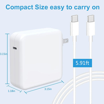 MacBook Pro Charger for MacBook Air USB C Laptop Charger for Mac Book 13/14/15/16 inch, 2024/2023/2022/2021/2020, M1/M2/M3 Computer, 96W Chargers Block for USBC Device, Included Type C Cable