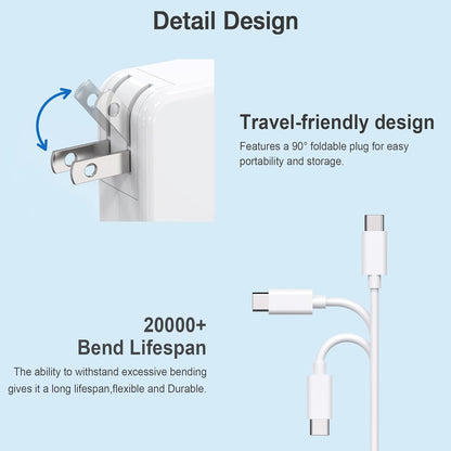 Mac Book 87W USB C Fast Charging Laptop Charger Power Adapter Replacement for 13 14 15-inch Mac Book Pro Models introduced in 2016 or Later,for MacBook Air After 2018, USB C to C Power Cord Supply