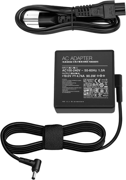 90W Charger Compatible with Asus Monitor Power Cord Rog Strix PG279Q PG279 PG279QZ XG27UQ PG259QN TUF Gaming VG27AQ VG32VQR VG35VQ Vivo AiO V230I V230IC AC Adapter ADP-90LE B
