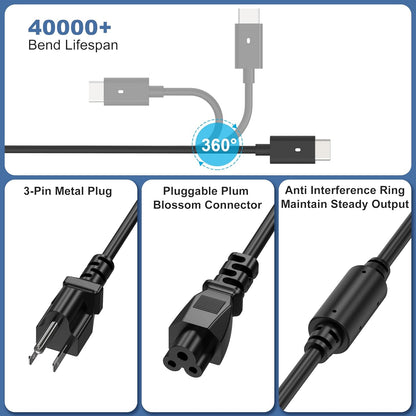 New 90W USB C Laptop Charger Compatible with Dell xps Adapter,LA90PM170 DA90PM170 DA65NM170,Latitude 3400 3500 5400 5289 5300 7400 7300 7390 7200 2in1,Precision 3540 Type C Power Cord Supply
