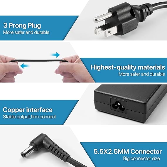 Charger Fit for MSI Gaming Laptop 180W 150W 120W AC Adapter, GF63 GF65 GF75 MS-16K2 MS-16R5 MS-17F3 Laptop Power Supply Cord