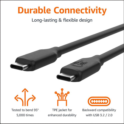 USB-C to USB-C 4 Fast Charger Cable, 40 Gbps, 8K Video, 240W, USB-IF Cert, Thunderbolt 4/3 Compatible, for Apple iPhone 16/15, iPad, Samsung Galaxy, Tablets, Laptops, 3.3 foot, Black
