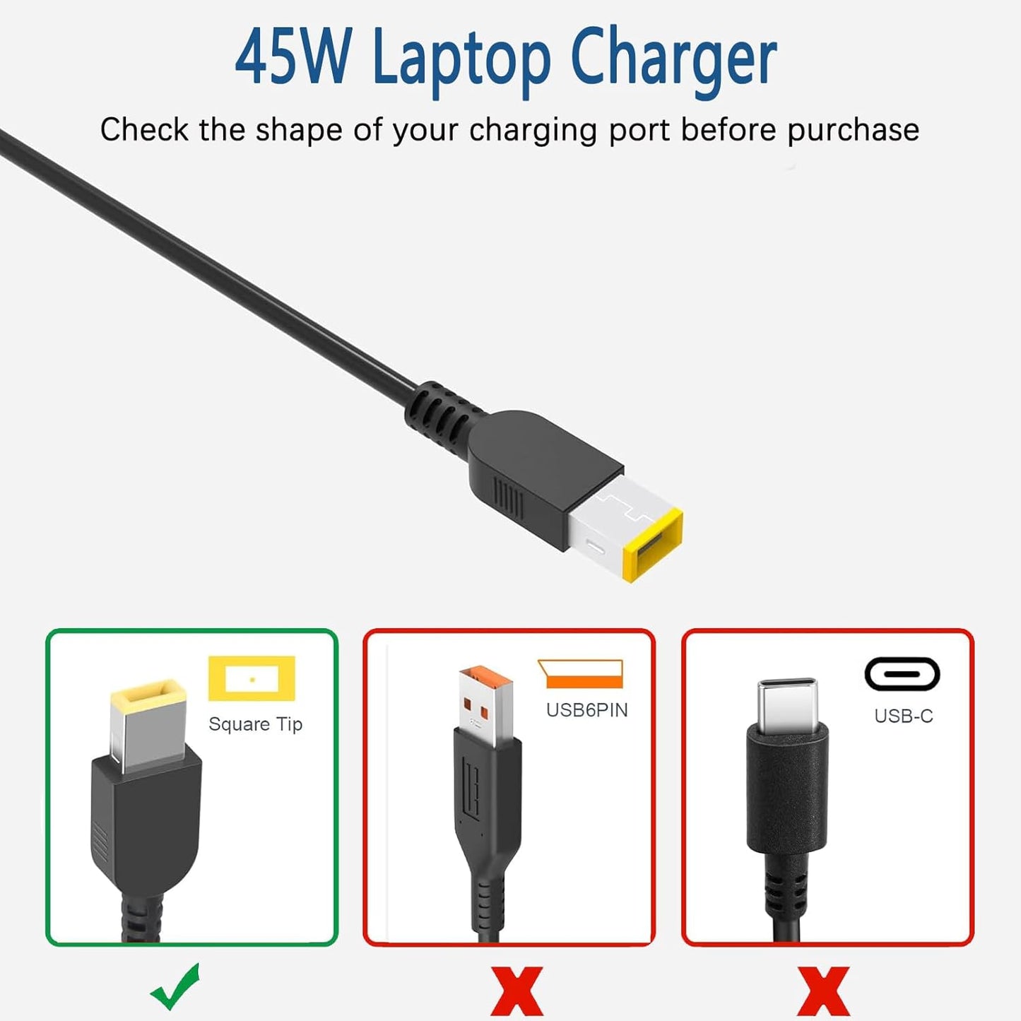 20V 2.25A Lenovo 45W AC adapter for Thinkpad X300S/X301S/X230S/S230U/S3/S5/X240/X240S/T440/T440P/T440S/T431/L440/L540/T540P/E431 E531/Yoga 13/Yoga 11S/Z505/Z580/K2450/K4450/K4350/K4350A/V4400U/Z410/Z505/Z510/Z710/S405/S410/S410P/S500/G490/G400/G500