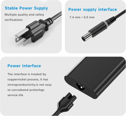 65W Laptop Charger Compatible with dell Latitude 5400 5480 5490 5590 5290 E5470,19.5V 3.34A AC Adapter Compatible with dell Latitude 7480 7490 E7250 7290 Laptop Charger LA65NM130 7.4 * 5.0mm