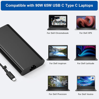New 90W USB C Laptop Charger Compatible with Dell xps Adapter,LA90PM170 DA90PM170 DA65NM170,Latitude 3400 3500 5400 5289 5300 7400 7300 7390 7200 2in1,Precision 3540 Type C Power Cord Supply