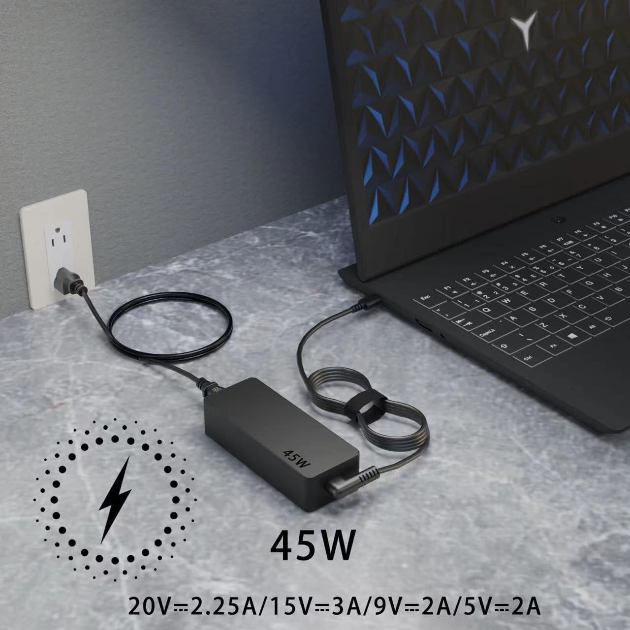 45W USB Type C AC Adapter Compatible wiht Lenovo Chromebook C330 300e 100e 500e N23 Yoga, Lenovo ThinkPad T480 T480s T580 2nd Gen MTK AST Type-C 20V 2.25A 45Watt Laptop Power Charger