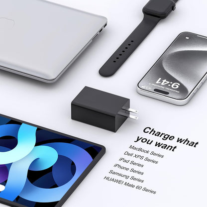65W 3-Port Super Fast Charging Wall Charger, GaN Adapter for Samsung Galaxy S25 Ultra/S25/S25+/S24 Ultra/S24/S24+/S23 Ultra/S23/S23+/S22/S22 Ultra/S22+/Z Fold 3/ laptops