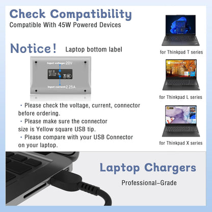 20V 2.25A Lenovo 45W AC adapter for Thinkpad X300S/X301S/X230S/S230U/S3/S5/X240/X240S/T440/T440P/T440S/T431/L440/L540/T540P/E431 E531/Yoga 13/Yoga 11S/Z505/Z580/K2450/K4450/K4350/K4350A/V4400U/Z410/Z505/Z510/Z710/S405/S410/S410P/S500/G490/G400/G500
