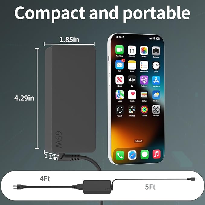 65W USB C Type c AC Charger Compatible with Lenovo ThinkPad E580 E585 E590 E590S E595 T480 T490 T580 Yoga C940 C740 thinkbook ADLX65YCC3A Laptop Power Supply Adapter Cord