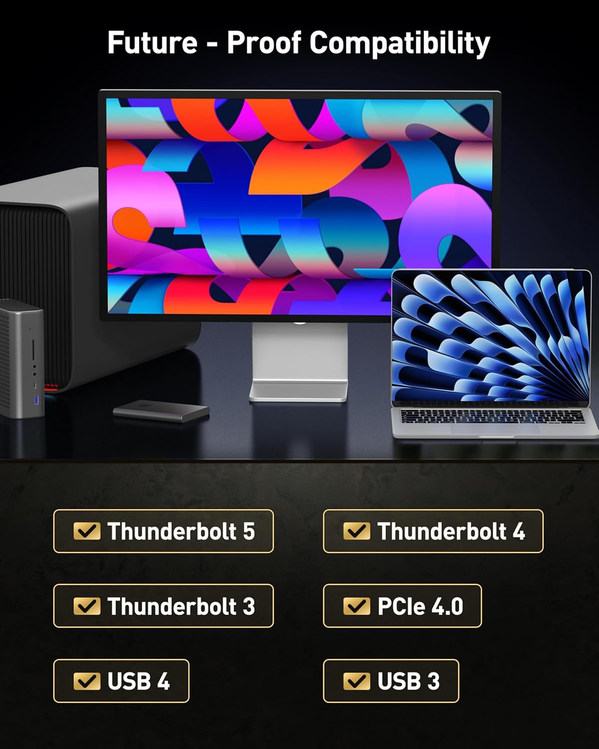 80Gbps Thunderbolt 5 Cable 4FT, 120Gbps Bandwidth Boost for 16K, 240W, Dual 8K Display, Compatible with Dock, eGPU, SSD, MacBook Pro/Air, iPhone 16 Series, Premium Braided Cable