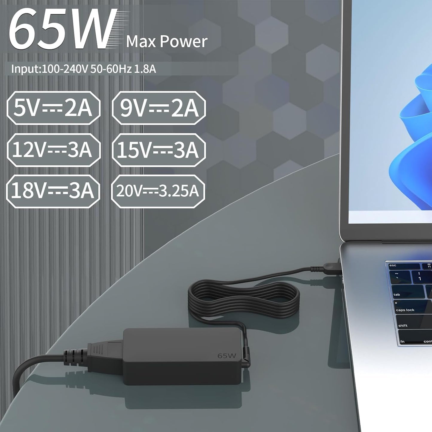 65W USB C Type c AC Charger Compatible with Lenovo ThinkPad E580 E585 E590 E590S E595 T480 T490 T580 Yoga C940 C740 thinkbook ADLX65YCC3A Laptop Power Supply Adapter Cord