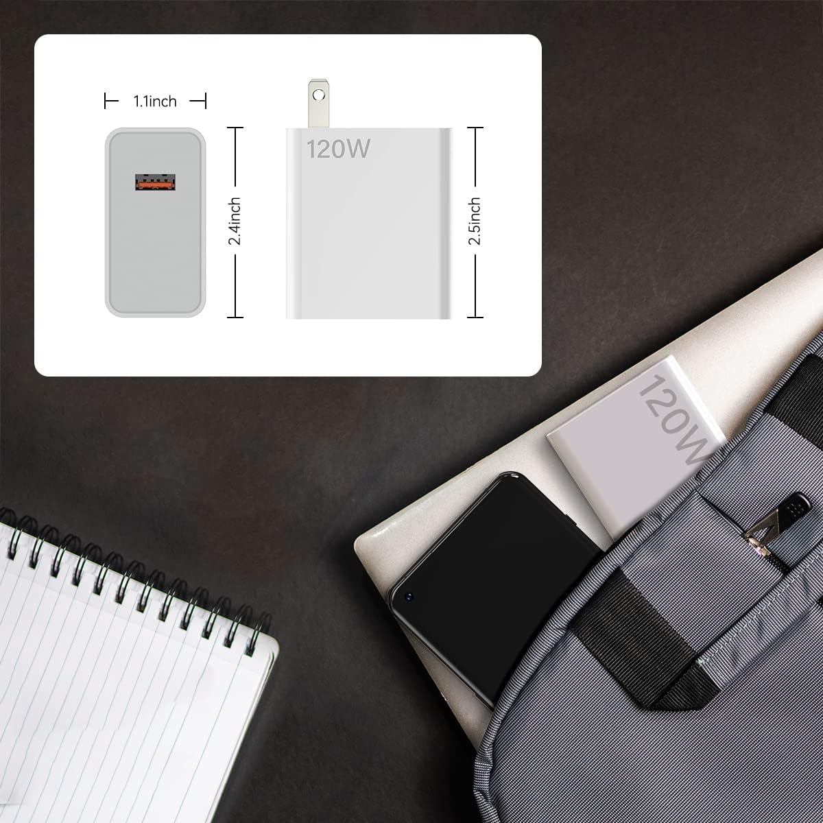 120W Fast Wall Charger Block 90W Compatible for Xiaomi 15 14 13 12 14t 13t 12t 12s Pro Lite Redmi Note k80 K70 K60 K50 12 11 Pro Plus Black Shark 4 5 Poco F4 Gt 6A USB C Cable