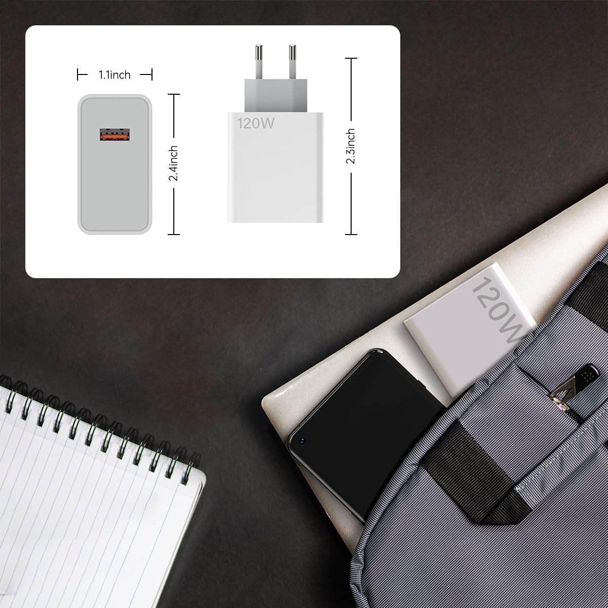 120W Hypercharge European Charger Europe Travel Plug Adapter For Xiaomi 15 14 13 12 14t 13t 12t 12s Pro Lite Redmi Note K80 K70 K60 K50 11 11s Plus Poco X6 X5 Black Shark 4 5 Pro EU Israel Italy Spain