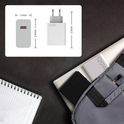 120W Hypercharge European Charger Europe Travel Plug Adapter For Xiaomi 15 14 13 12 14t 13t 12t 12s Pro Lite Redmi Note K80 K70 K60 K50 11 11s Plus Poco X6 X5 Black Shark 4 5 Pro EU Israel Italy Spain