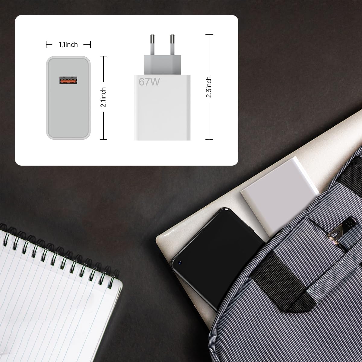 67W for Xiaomi European Turbo Charger Europe Travel Plug Adapter Hypercharge for Xiaomi 15 14 13 12 14t 13t 12t 12s Pro Lite Redmi Note K80 K70 K60 11 11s Plus 11t Poco X6 X5 F5 X4 Gt Black Shark EU