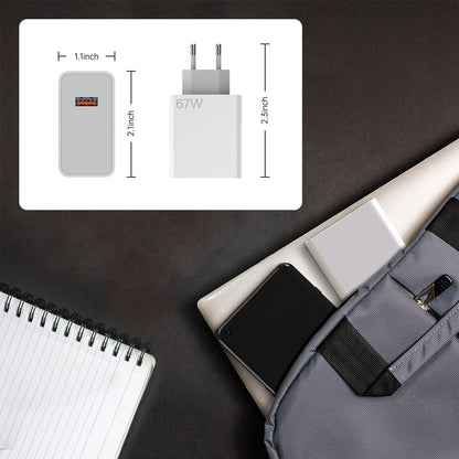 67W for Xiaomi European Turbo Charger Europe Travel Plug Adapter Hypercharge for Xiaomi 15 14 13 12 14t 13t 12t 12s Pro Lite Redmi Note K80 K70 K60 11 11s Plus 11t Poco X6 X5 F5 X4 Gt Black Shark EU