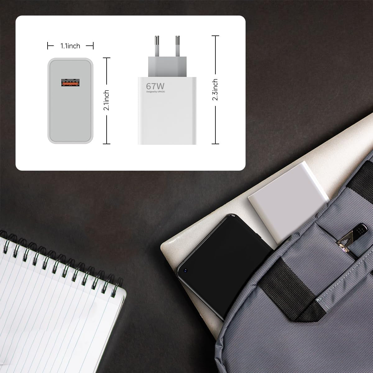 67W for Xiaomi European Turbo Charger Europe Travel Plug Adapter Hypercharge for Xiaomi 15 14 13 12 14t 13t 12t 12s Pro Lite Redmi Note K80 K70 K60 11 11s Plus 11t Poco X6 X5 F5 X4 Gt Black Shark EU